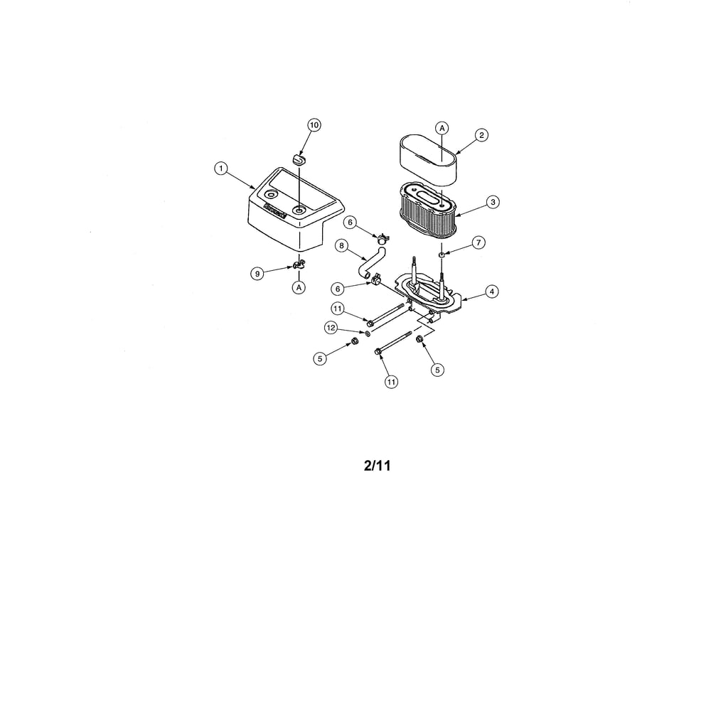 Kawasaki Engine - Air Filter Diagram and Parts List for 17AI2ACP756  Cub Cadet Lawn Tractor